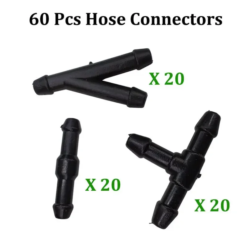 Splitter Connector Hose T/Y/I Type Tube Universal Washer Water Black Pipe Plastic Windscreen Windshield Adapter