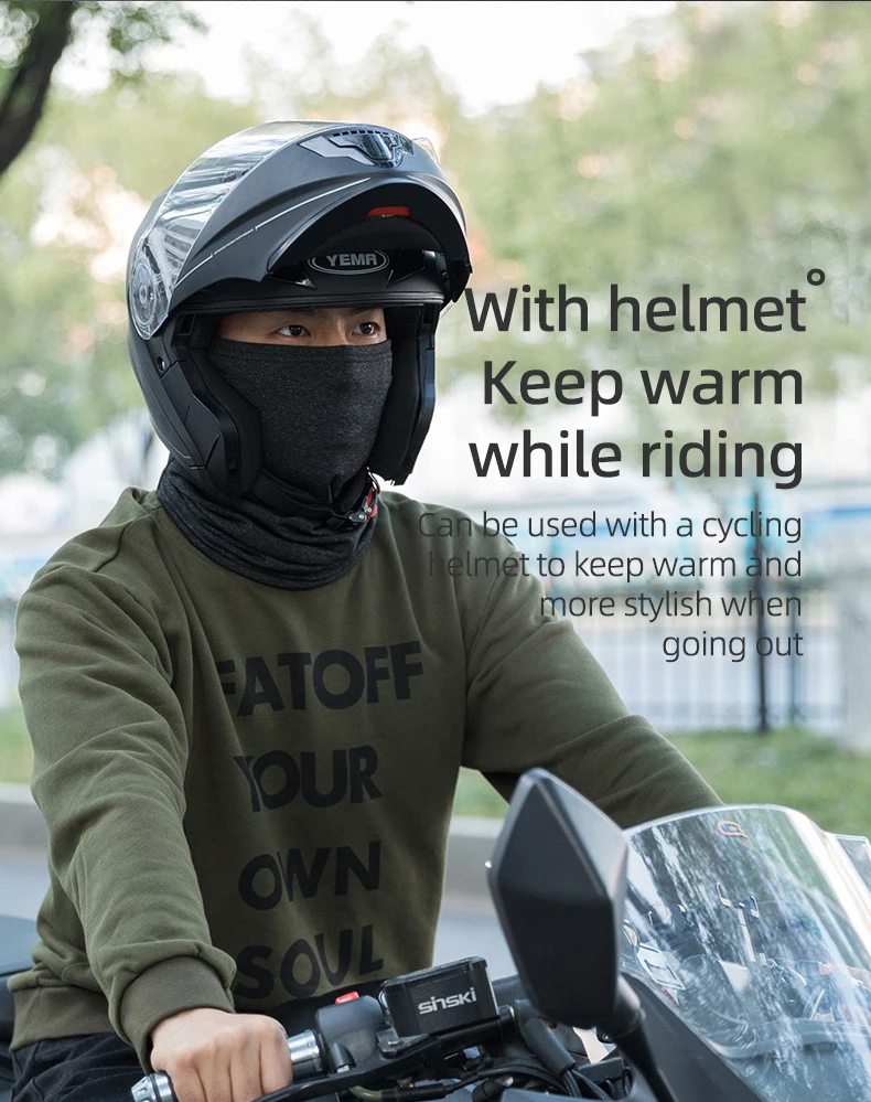 ROCKBROS Radfahren Vollgesichtsmaske Winter Thermal Warm Halten Fahrrad Schal Kopfbedeckung Männer Frauen Fleece Motorrad MTB Rennrad Maske – Detail 10