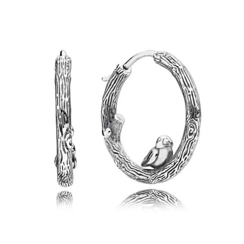 

Женские серьги-кольца из серебра 925 пробы, с птицей