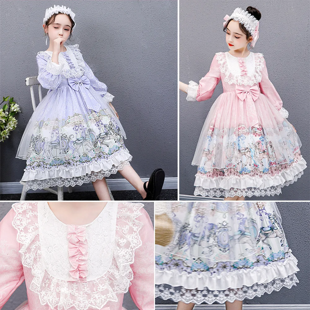 Japanese Sweet Kawaii Jsk Lolita Dress Princess Girl Vintage Victorian Gothic Cartoon Bow Lace Tea Party Dresses Kids Vestidos