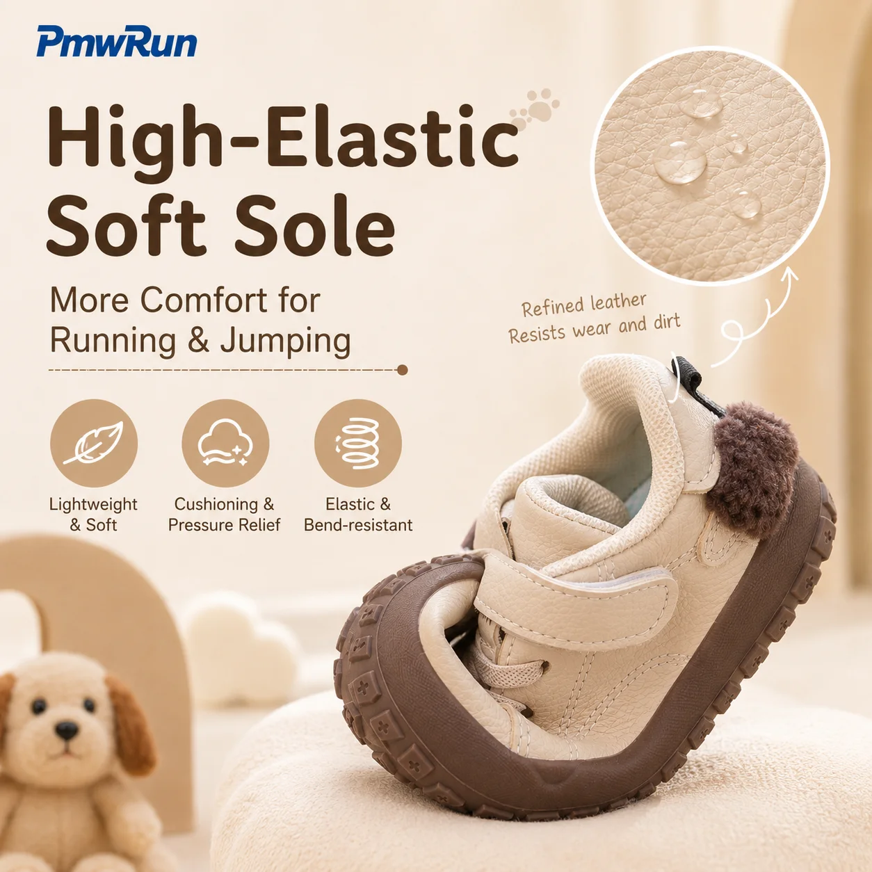 Children's Waterproof PU Leather Sneakers - Ergonomic and Casual Running Shoes