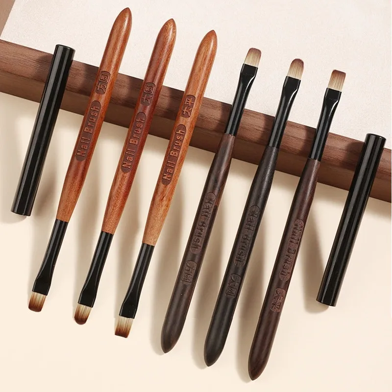 1/6PCS Acryl Nagel Pinsel Stift für Pulver Maniküre Runde Holz Griff Gel Builder Pinsel Werkzeuge – Detail 1