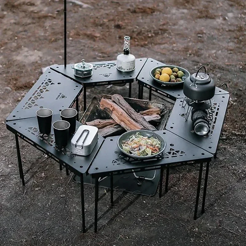 Outdoor Folding Camping Table Multifunctional Splicing Iron Plate Trapezoidal Camping Equipment Ultra Light Combination Table