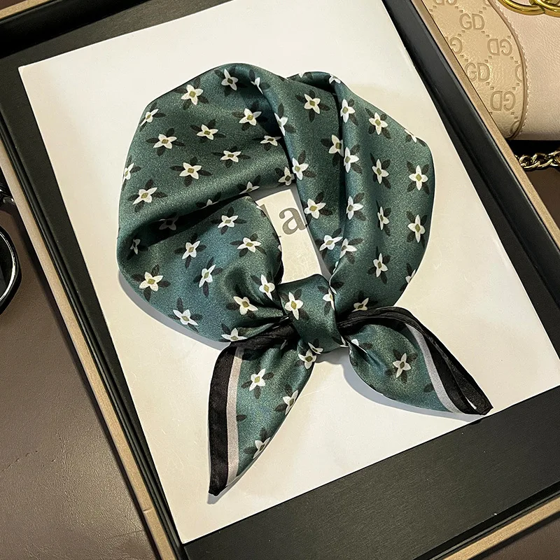 

Маленький роскошный квадратный шарф из 100% шелка, Женская Шейная повязка для волос, повязка на запястье, фуляр, хиджаб, шарфы, женский