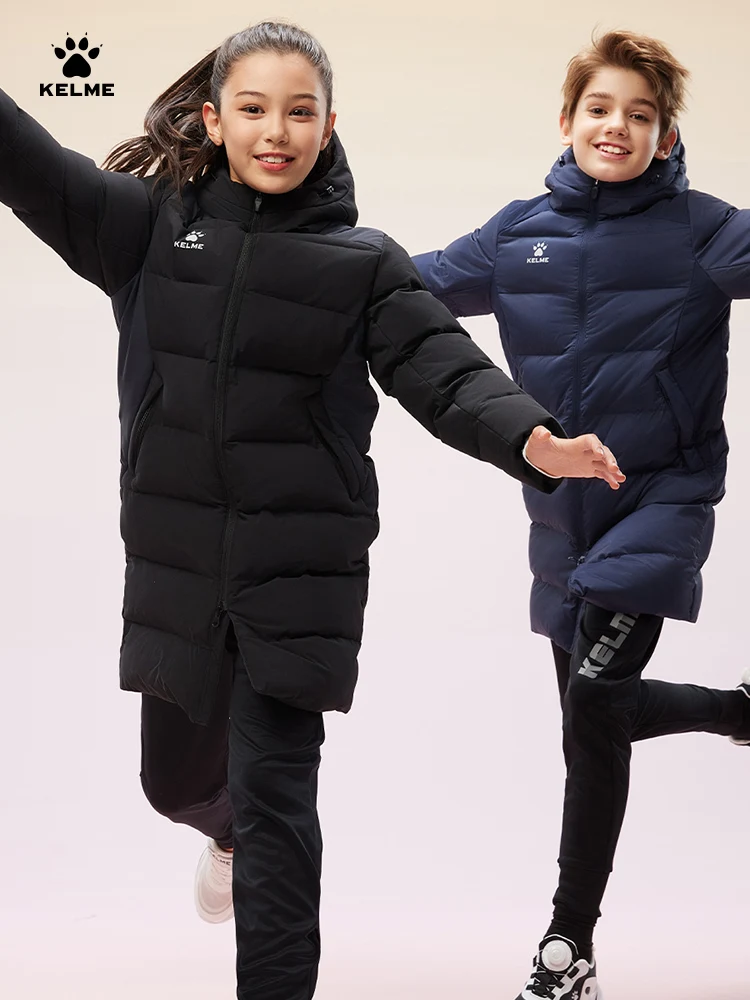 Kelme Children's Long Cotton Clothing Winter Color Blocked Football Training Jacket Sports Warm Windproof Cotton Jacket children football jacket