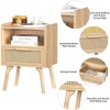 Nightstands Set of 2, Side Table with Drawer Open Shelf, Bedside End Table with Solid Wood Legs for Bedroom, Dorm. Nightstands 6