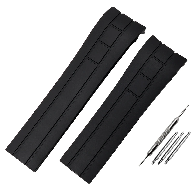 Premium 23mm/22mm Silicone Rubber Watch Strap - Versatile Design for Sophisticated Timepieces