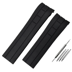 Premium 23mm/22mm Silicone Rubber Watch Strap - Versatile Design for Sophisticated Timepieces (Black)