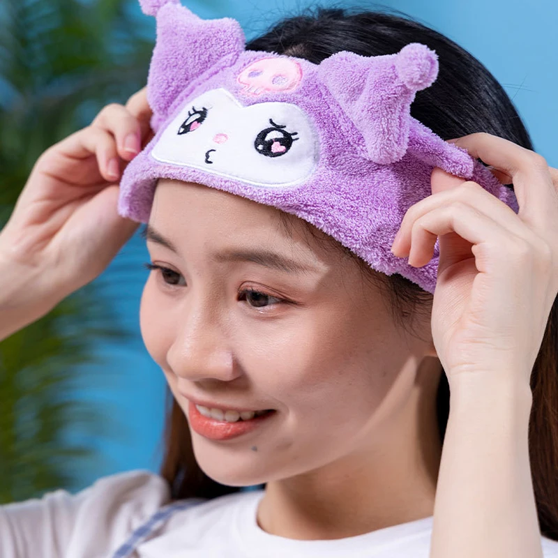

Sanrios Y2K аниме мультфильм Kawaii Kuromi макияж мыть волос кольцо Hello Kitty милые Нескользящие Эластичные аксессуары для волос праздничные подарки