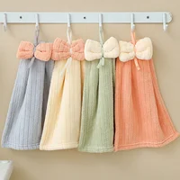 Bowknot Hand Towels for Kitchen Bathroom Microfiber Coral Velvet Soft Handkerchief Home Quick Dry Absorbent Dishcloth Breathable 6