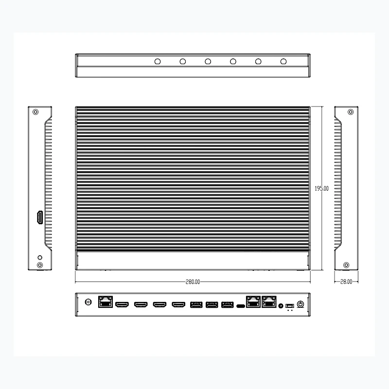 2025 New Mini Industrial PC Aluminum Case Fanless Thin PC With Intel Alder Lake Core i5 1235U Compact PC for Digital Signage Use 4