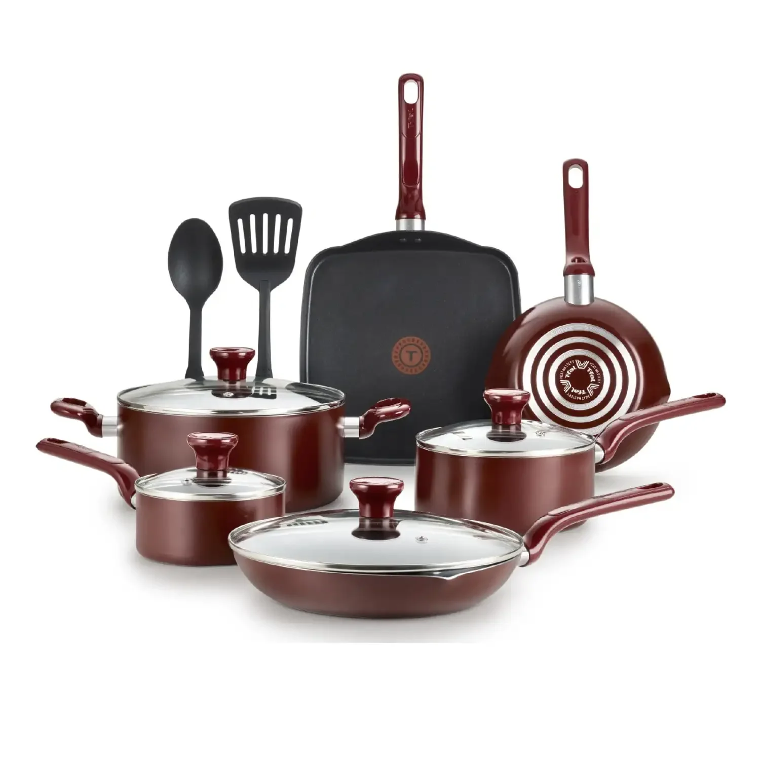 12-Piece Non-Stick Cookware Set, Pots and Pans, Red