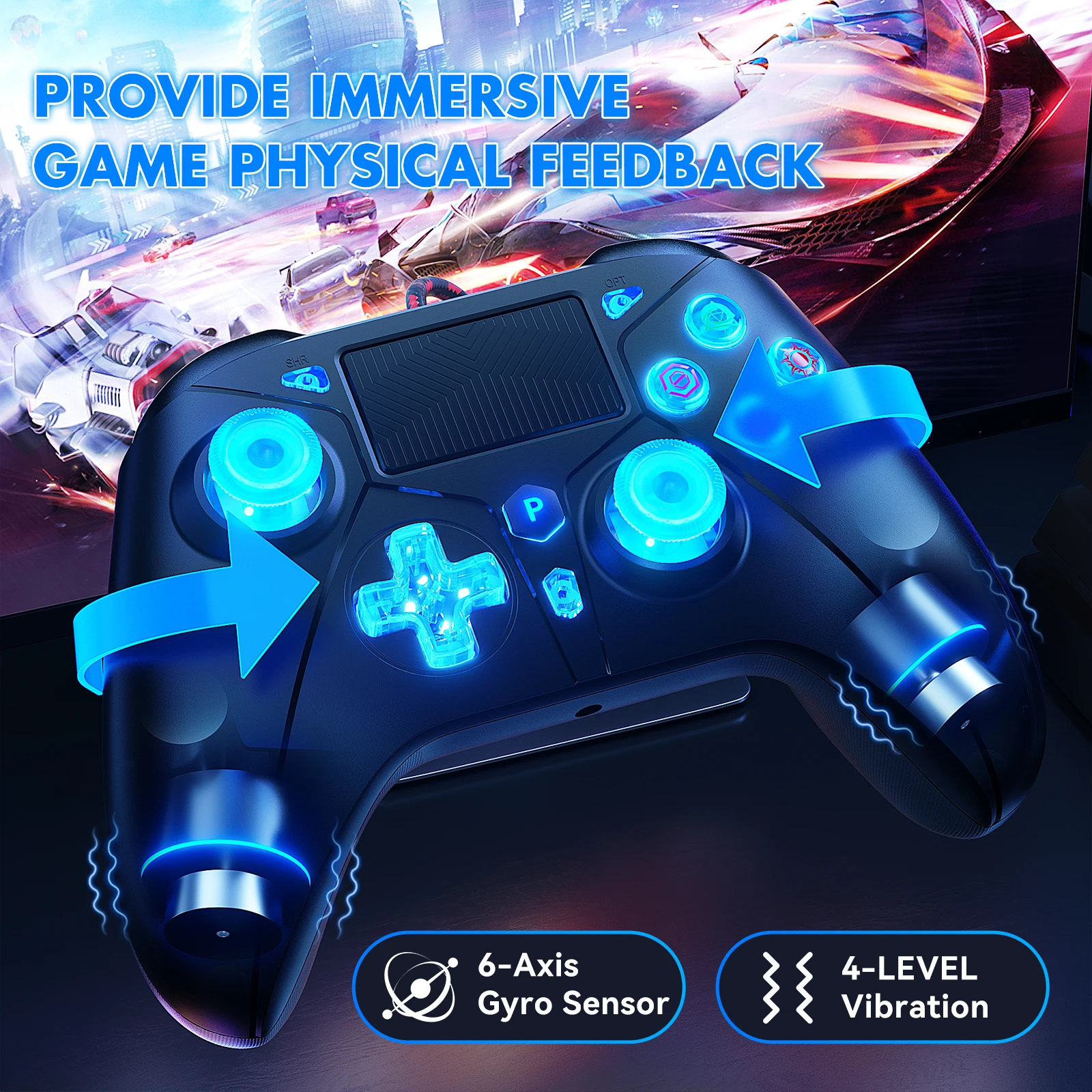 For PlayStation 5 PS5 PS4 Controller consolas , Compatible For PS5/PS4  /PC,gamepads 6-Axis Gyro Dual Vibrate Hall Effect RGB - AliExpress 44