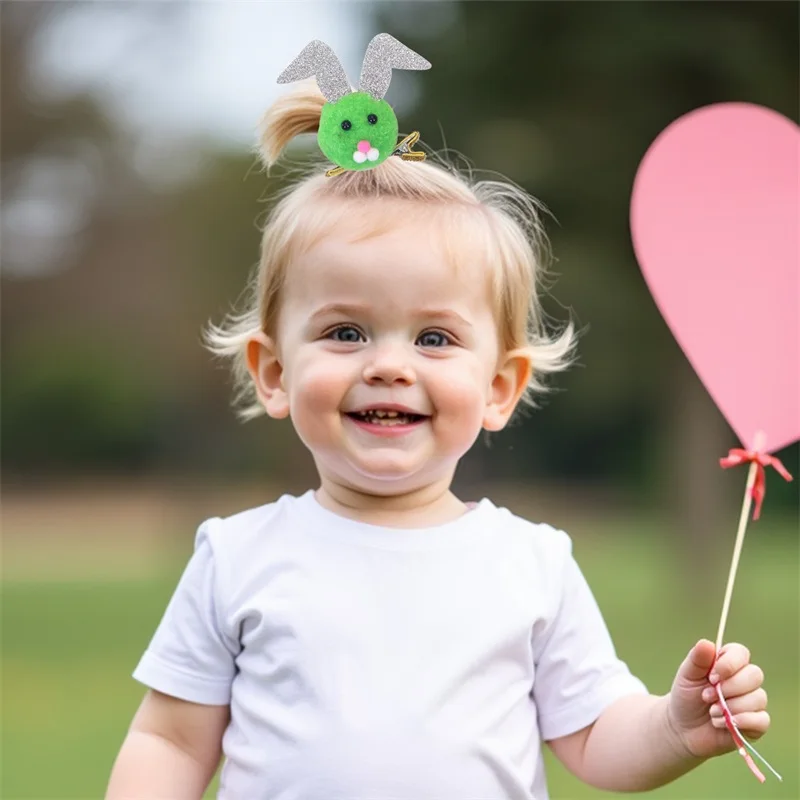 alt="A set of plush bunny hair ties and headbands, perfect for children.