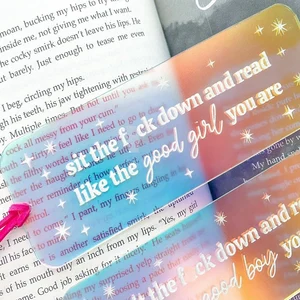 Sit Down And Read Iridescent Bookmark, Funny Acrylic Bookmark, Reading Gift For Book Lover