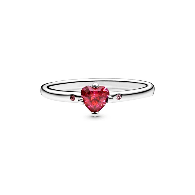 PANDORA ELEVATED RED HEART RING,, S925 ALE STERLING SILVER.