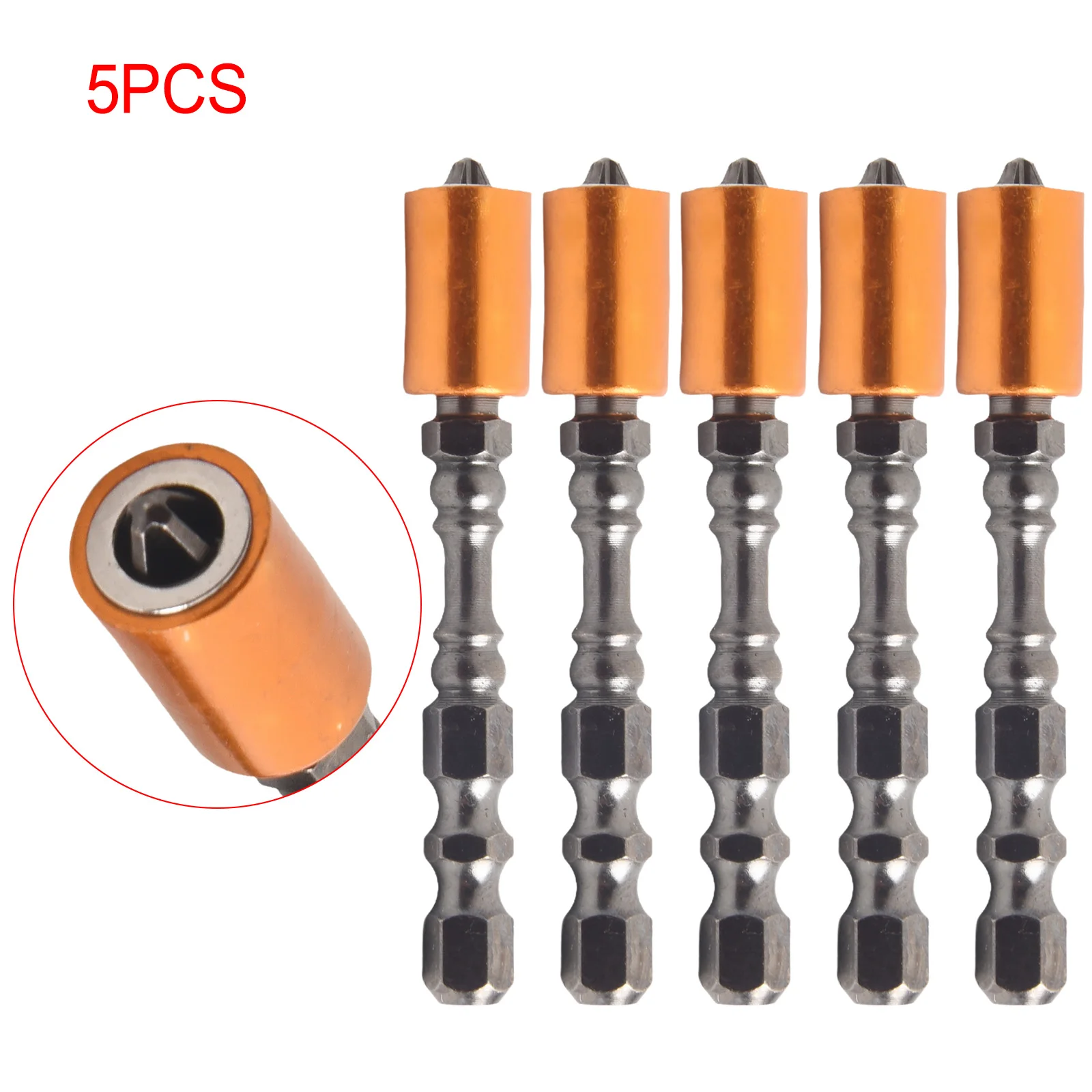 

5pc 65mm Magnetic Screwdriver Bit Plasterboard Drywall Screwdriver Bits Ph2 Screw Driver Bit Hex Shank Depth Stop