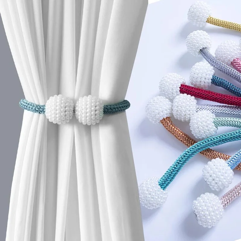 Curtain tiebacks curtain fasteners curtain accessories 2pcs curtain bundling straps creative functional simple thick tie rope household strong magnetic suction