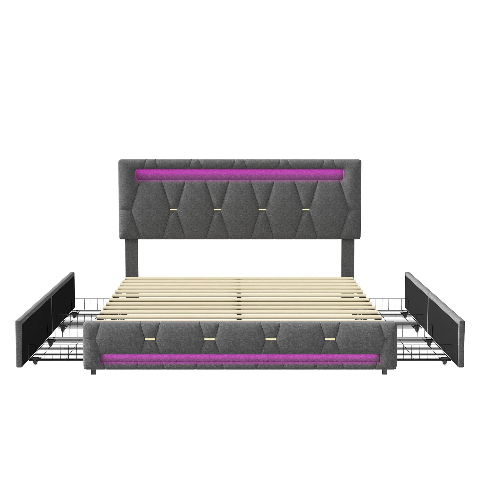 Comanlai: Dvigulės Lovos Lyderis – Su LED ir 4 Stalčiais - Image 3