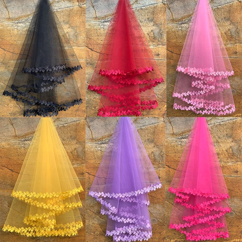 Cathedral Wedding Veil 10 Colors White Pink Purple Burgundy Black Ivory Veil Wedding Lace Edge Bridal bridal veil