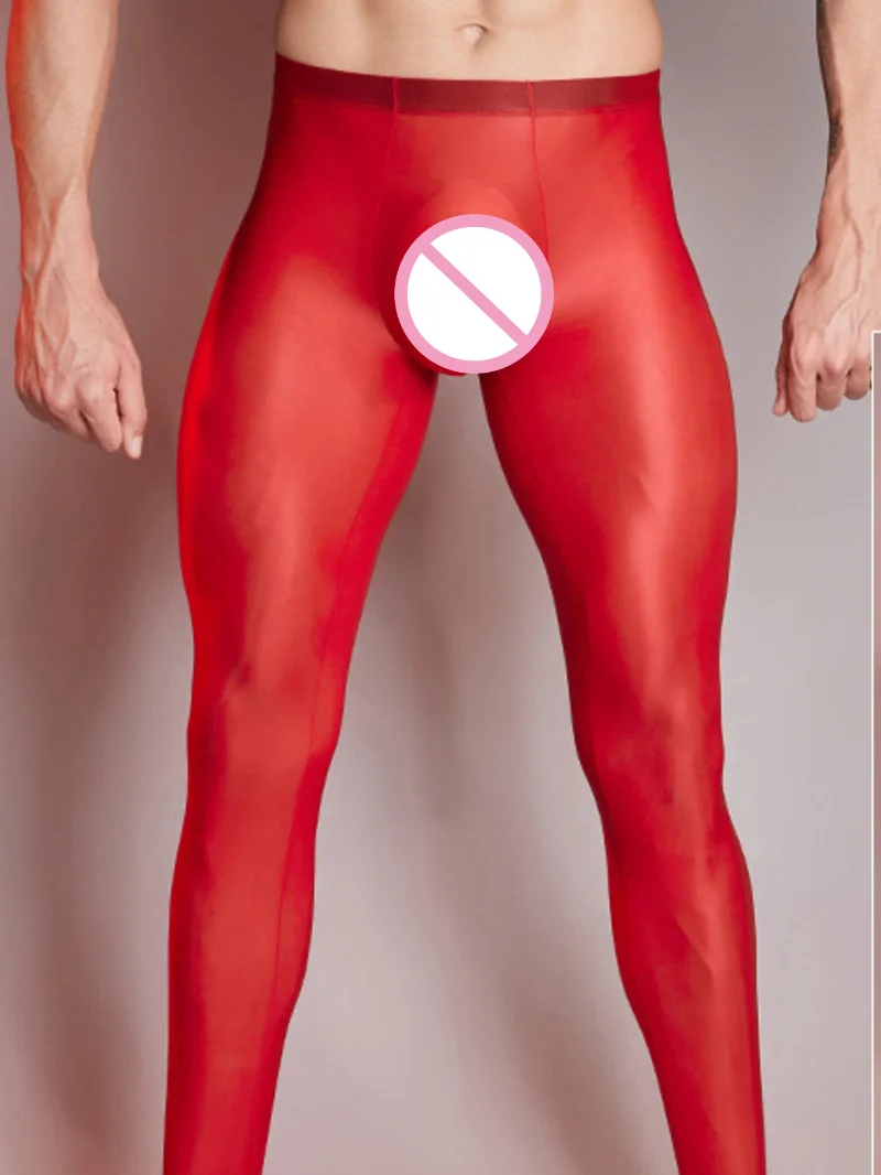 Fashion Sexy Tight High Waisted Lift Buttocks Solid Color Silk Stockings Men's High Elastic Ultra Thin Pantyhose CKNR