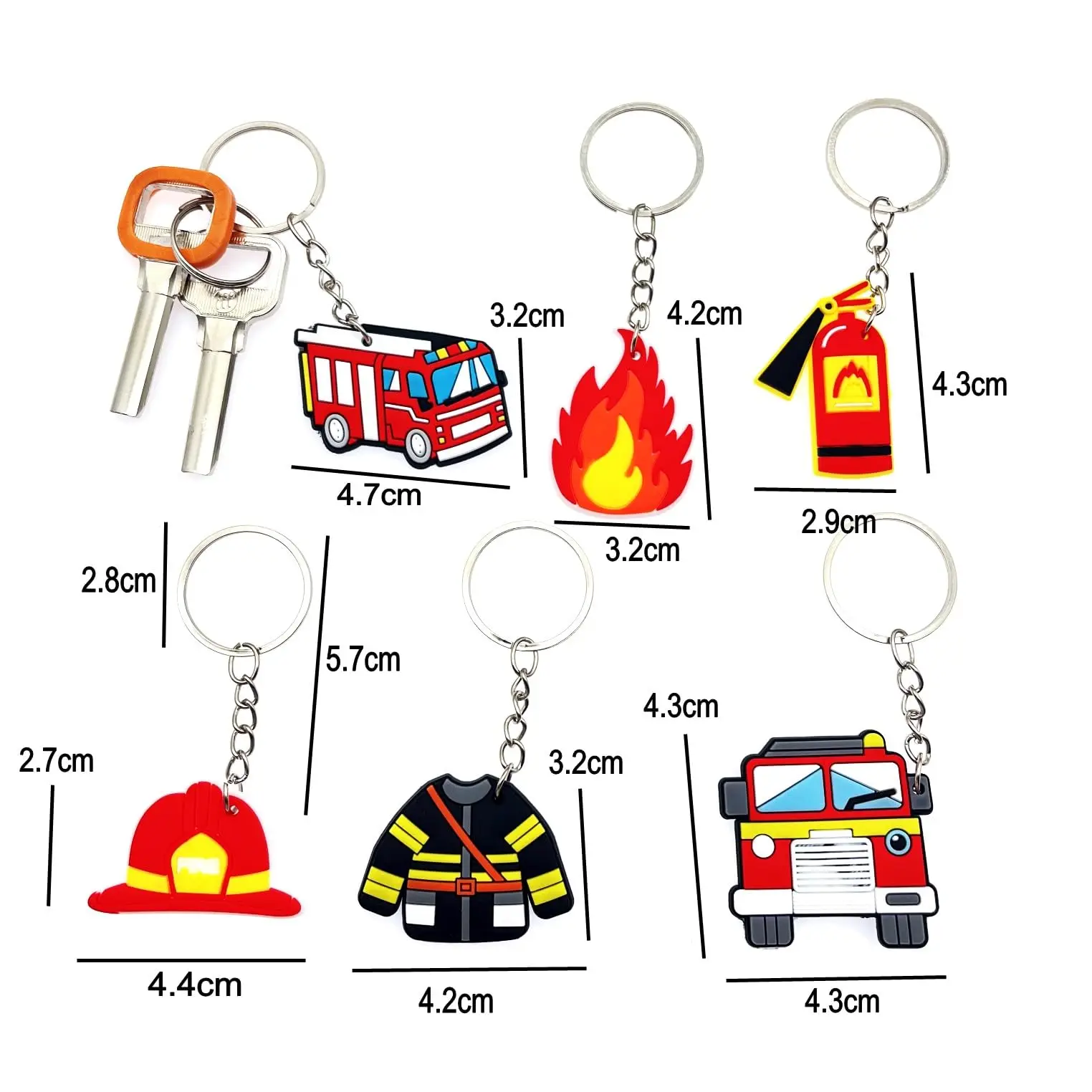 18/24/30pc Firefighter Keyring FireTruck Fire Extinguisher Fireman