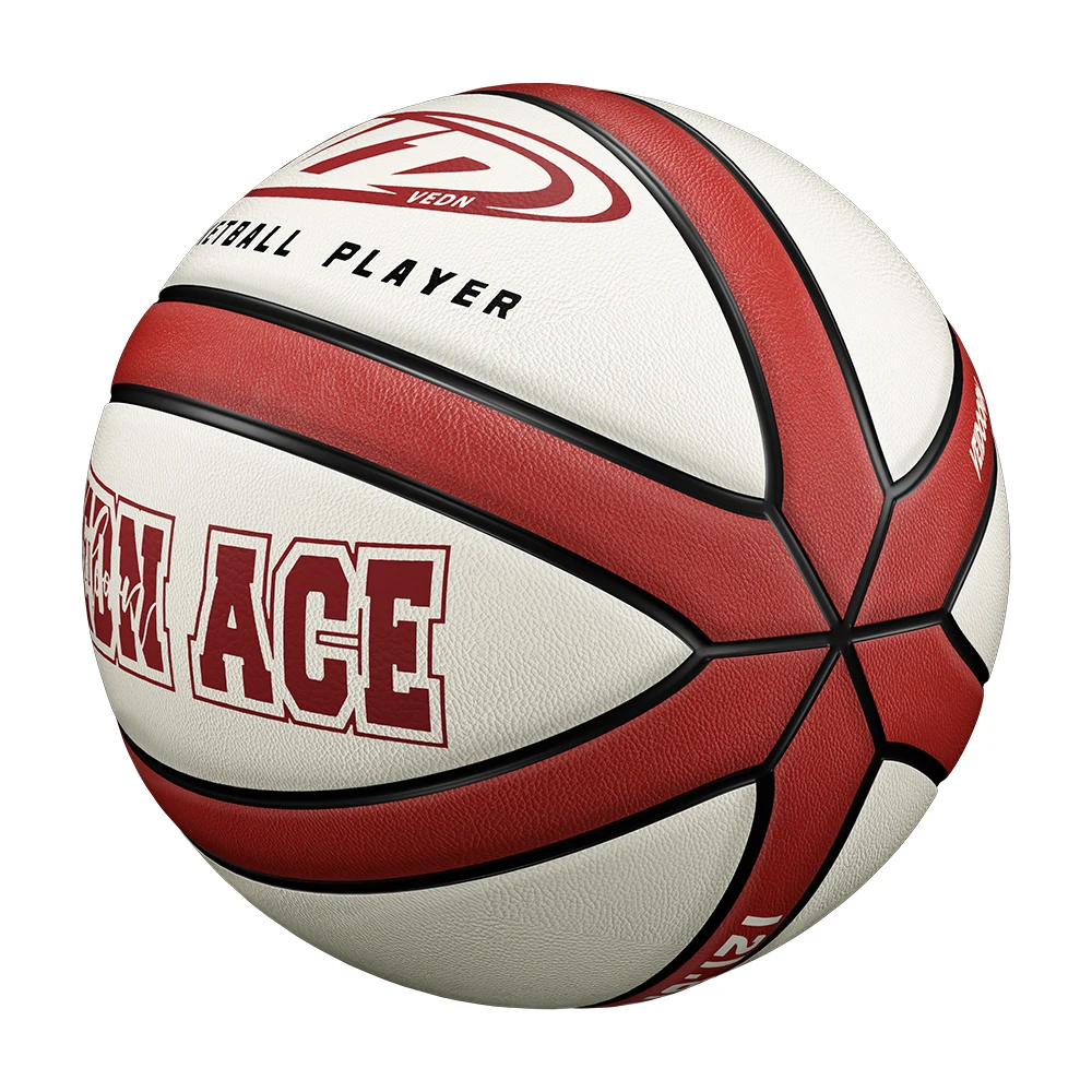 Indoor Outdoor Basketballs PU Epidermis Size 7 Non Slip Waterproof Beige Red Basketball 4 Layers Game Ball