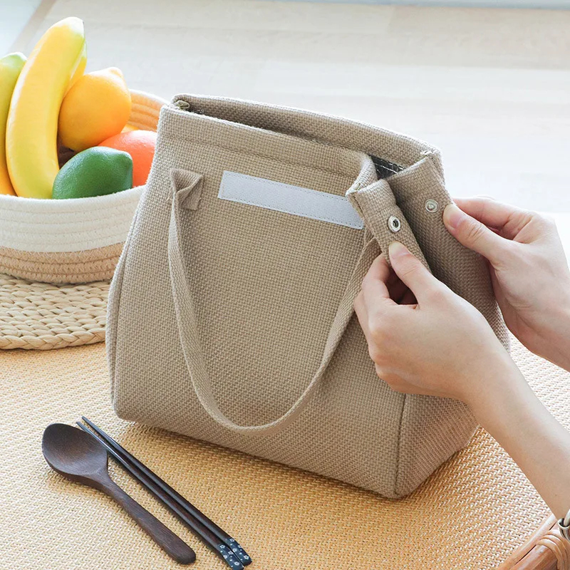 

Large Capacity Jute Lunch Bags Insulated Women Kids Thermal Bento Box Tote Portable Food Bag Dinner Container for School Picnic