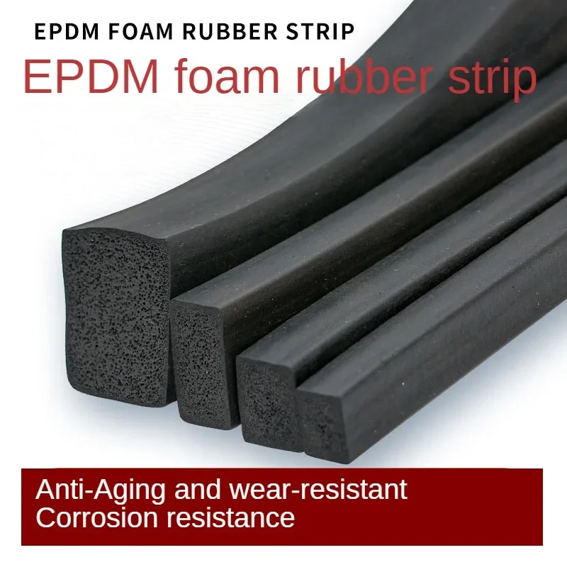 EPDM Flat Self-adhesive Rubber Strip Marine Waterproof Wear-resistant Electric Cabinet Cabinet Anti-collision Sponge Strip