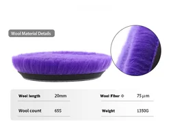 Premium Purple Woolen Polishing Pad for Car Detailing and Waxing (1pcs  5 inch)