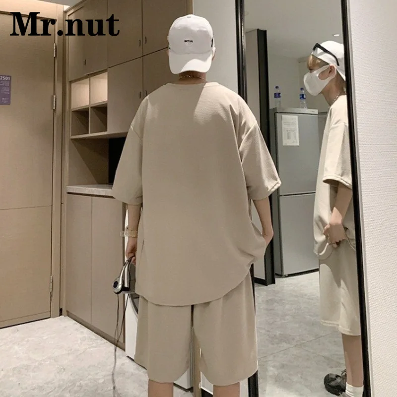 Mr.nut 유니섹스 운동복 투피스 세트, 루즈 의류, 반팔, 반바지, 세트 여름, 맞춤형 의류, 스트리트웨어, 패션