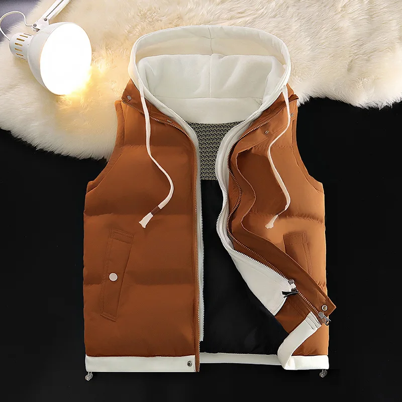 Down Cotton Vest men down vests down jacket mens jacket Male Autumn Winter Middle School Students Loose Brand Fashion Trend Thickened Waistcoat Cotton-padded Jacket