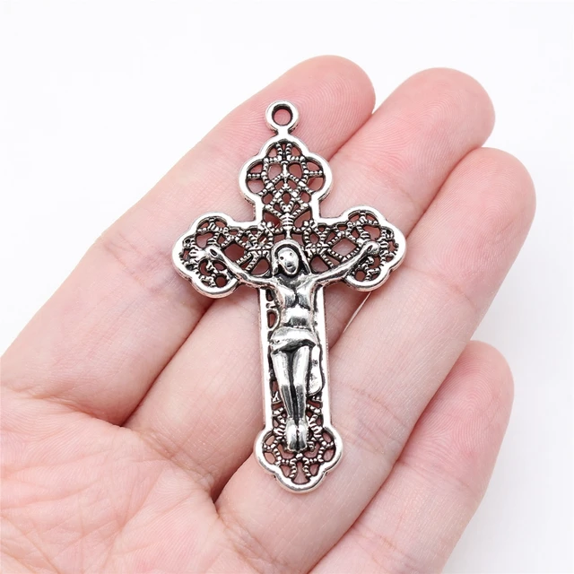 3pcs 55*76mm Gothic Large Crystal Cross Pendant Punk Red Black Crystal  Jewelry DIY Handmade Making Charm Discovery Accessories