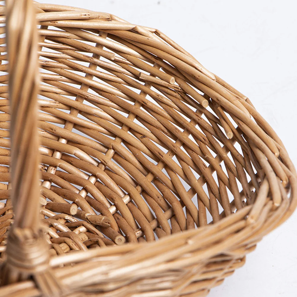 Wicker Picnic Basket Handle Empty Gift Basket Fill Open Top Market Harvest Baskets Garden Fruit Candy Wine Egg Gathering 4