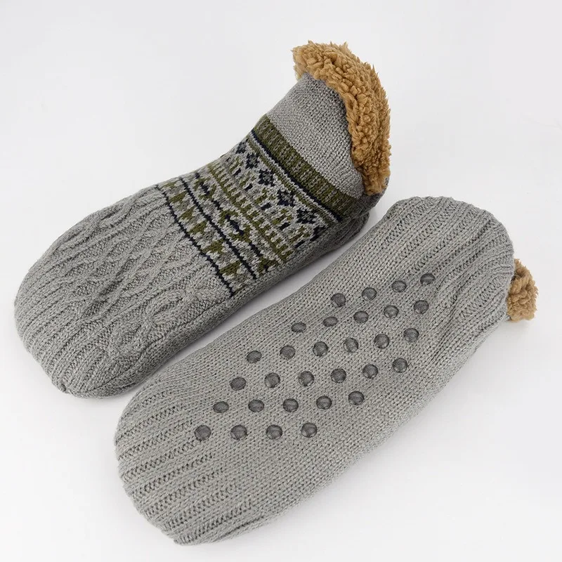 Fall and Winter Warm Floor Socks for Women and Men Non-Slip Grip Slipper Socks Indoor Outdoor Home Snow Sleep Carpet Socks