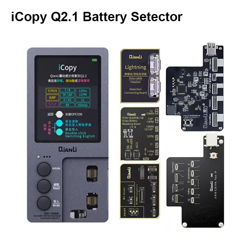 

Qianli iCopy Plus Original Color Data Line Headset Detection Repair Programmer for Phone 11 XR XSMAX 8P 8 7P 7 Vibration/Touch
