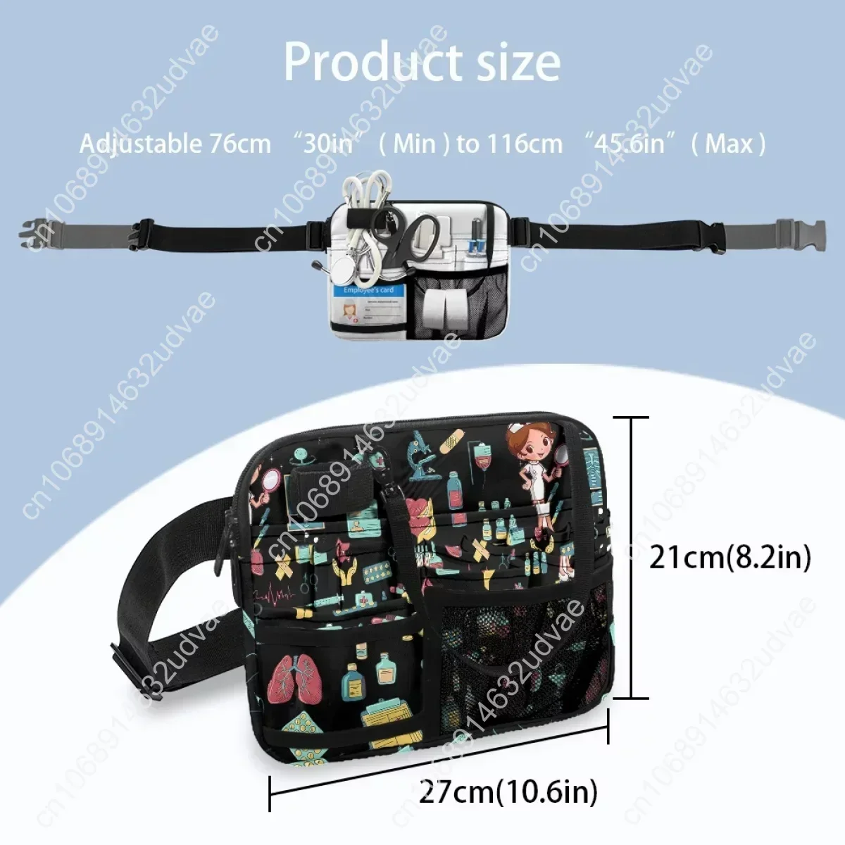 Nurse ECG Printing Women Belt Bags Adjustable Multi-Pocket Women Medical Waist Bag for Bandage Medicine Stethoscope Pouch Gift