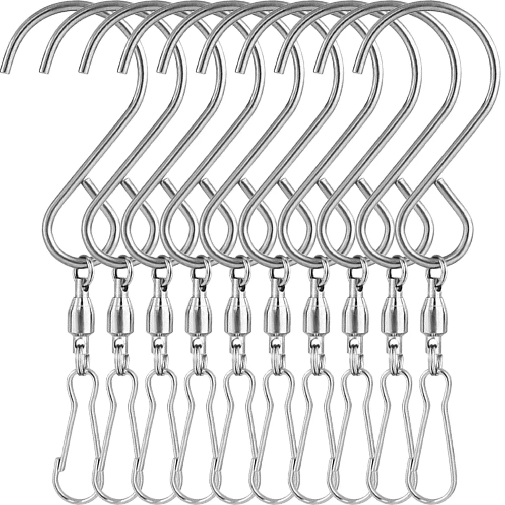 

10 Pcs Wind Chime S-type Hook Swivel Hooks Clips Heavy Duty Garment Rack Windsocks Hangers Windchime Hanging Plant Coat