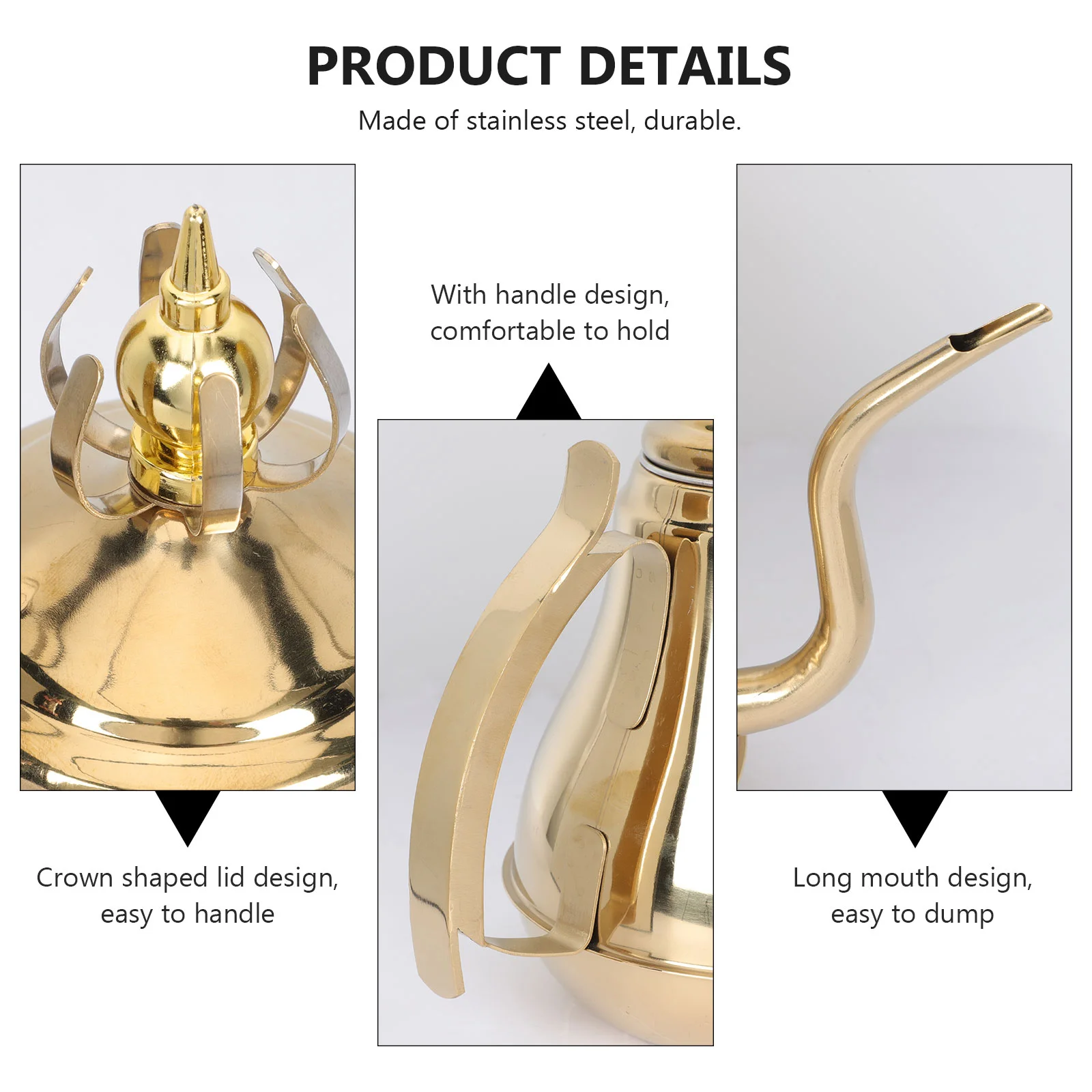 Stainless Steel Fine Spout Teapot Coffee Kettle Hand Brewing Tea Pot Kitchen Bar Use Water Heater Long Life Material Coffee