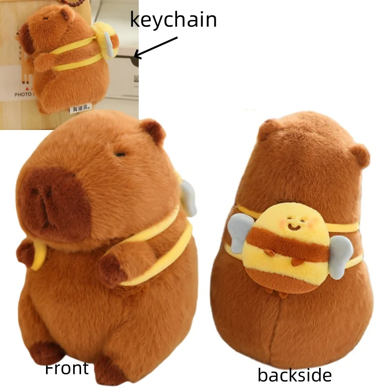 Peluche de capibara con forma de hoja de loto, tortuga, ostra, abeja, mochila, capibara, cosplay, unicornio, dinosaurio, boba, pan, anillo, decoración, animales de peluche