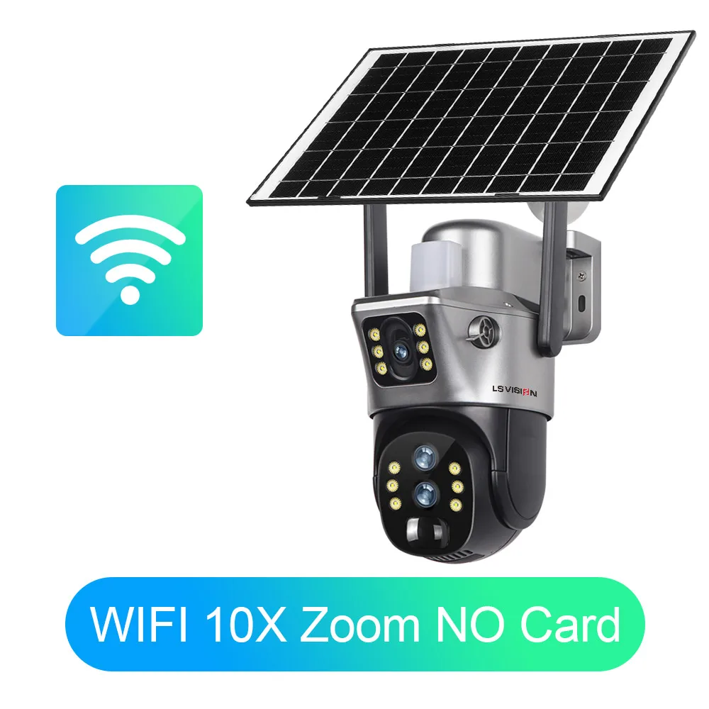 S חזון מסך כפול מצלמה סולארית 10x זום 4G אבטחה SIM מצלמה חיצונית אנושי מעקב צבע ראיית לילה מצלמת ptz ip66