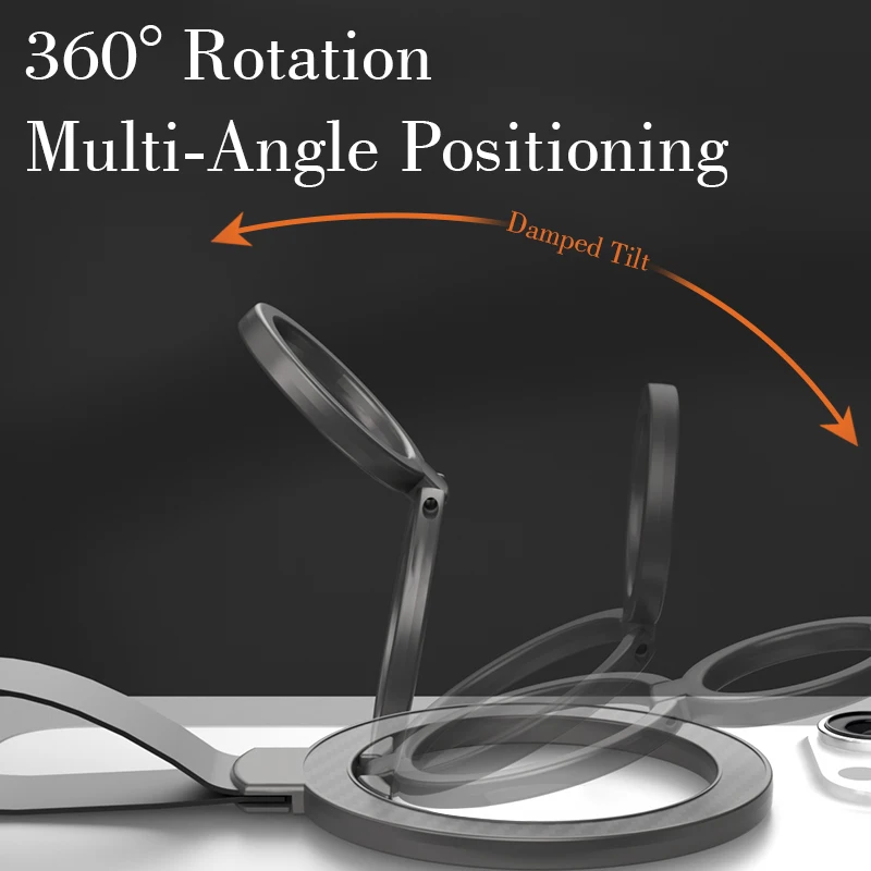 Double-Sided Magnetic Finger Ring Holder with Kickstand