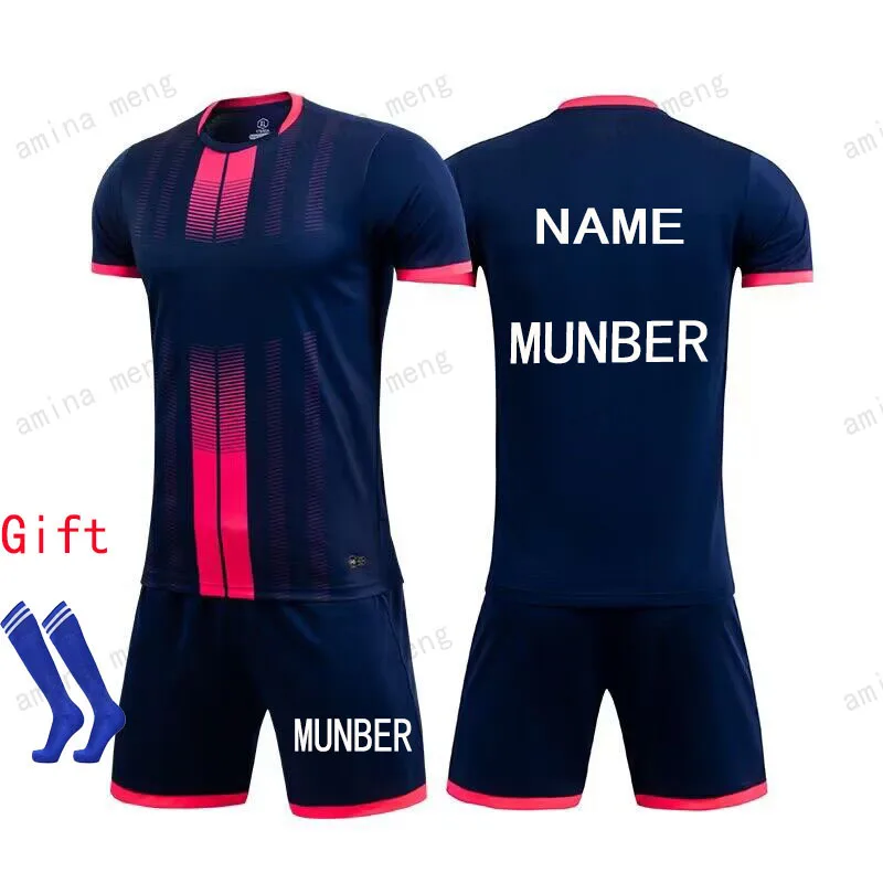 

Profession Football Survetement Sets Athlet Fotbol Jersey uniforms custom Men Youth Soccer Kits Set Clothes Socks Shin pad M8602