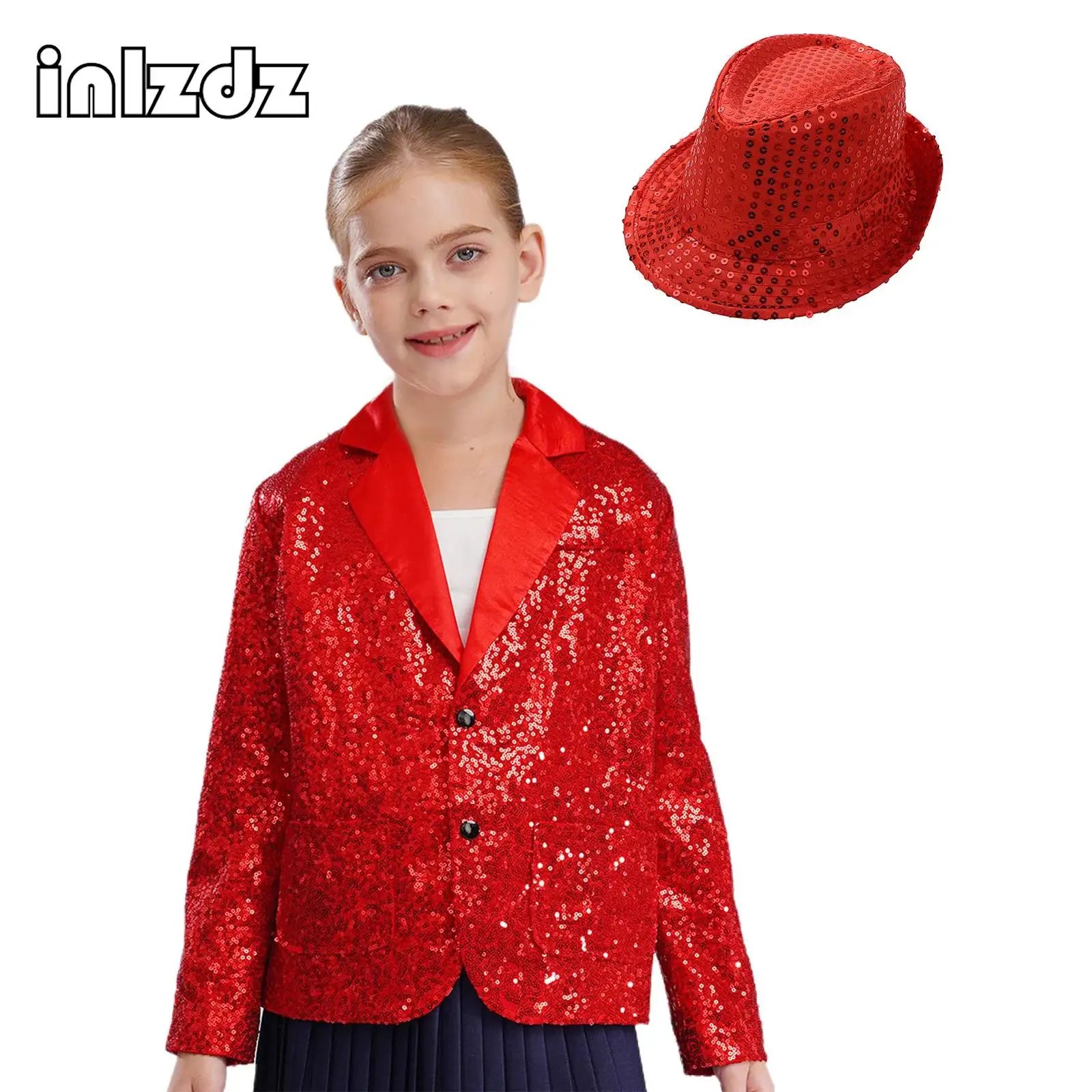 Chaqueta Blazer Con Lentejuelas Para Niñas - Con Sombrero, Para Fiestas Y Eventos Formales