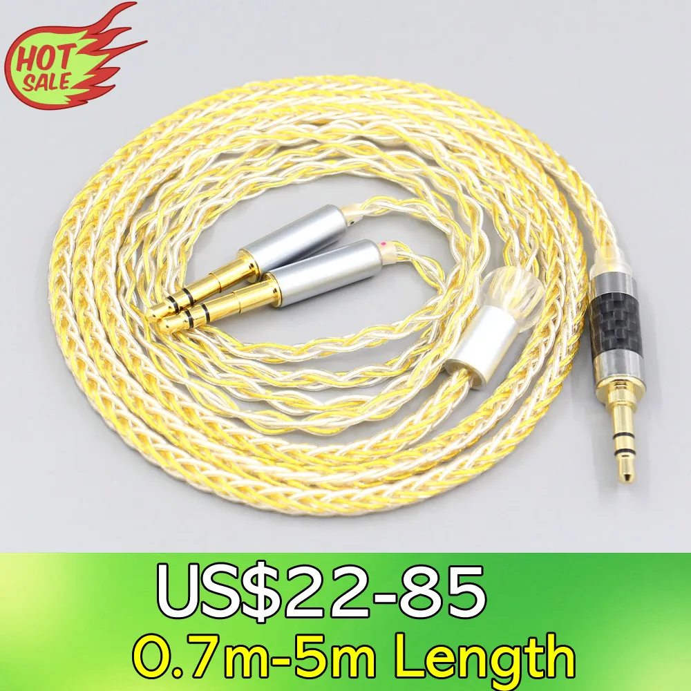 LN007329 8 Core Silver Gold Plated Earphone Cable For Pioneer Amiron Home Aventho Pioneer SE-MONITOR 5 SEM5 3.5mm Pin