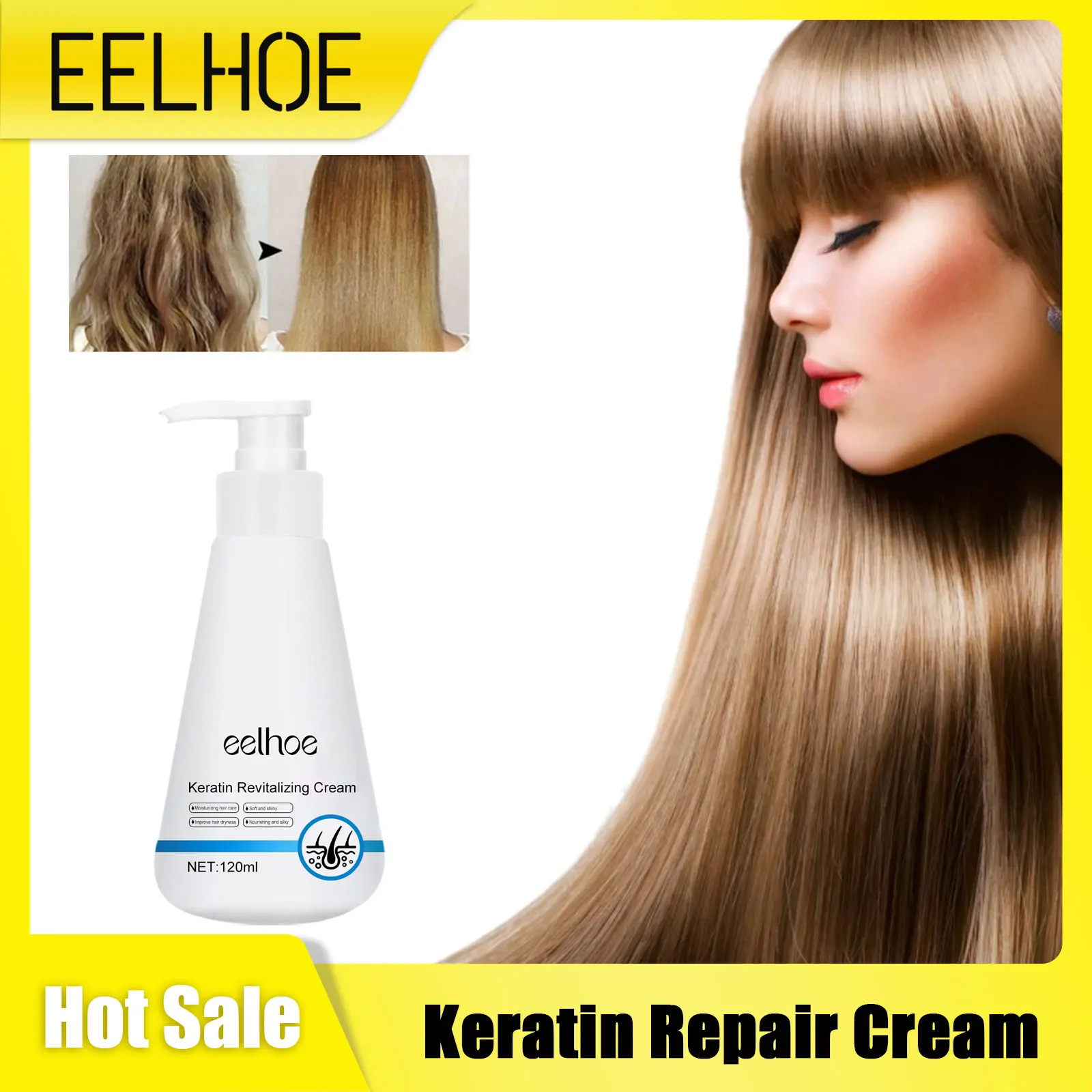 

Keratin Repair Cream Nourishing Smoothing Shiny Prevent Damaged Frizz Protein Correction Softing Straightening Hair Conditioner