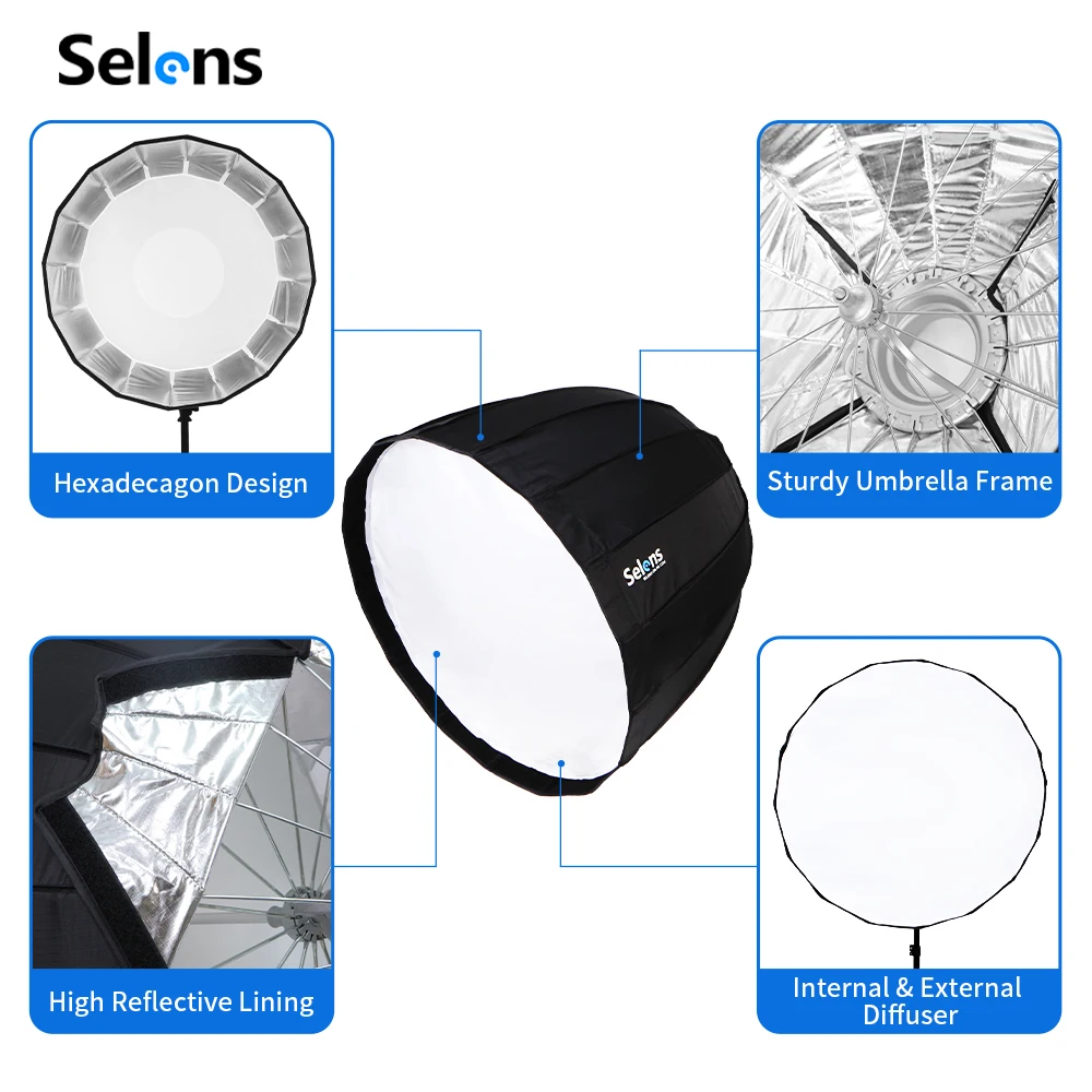 Foldable Quick Setup 90cm Photo Studio Hexadecagon Umbrella Softbox Reflector for Flash Speedlight Photography Lighting