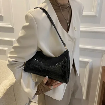 Fashion PU Leather Bags for Women Alligator Pattern Armpit Handbag Female Small Underarm Messenger Bag Purse 2025 1
