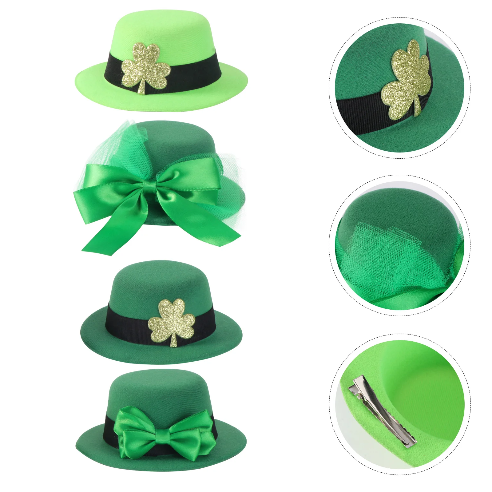 

4 Pcs Hat Hairpin Decors Barrettes Party Costume Accessories Hairpins St Patrick's Day Clips Clothing Headdress