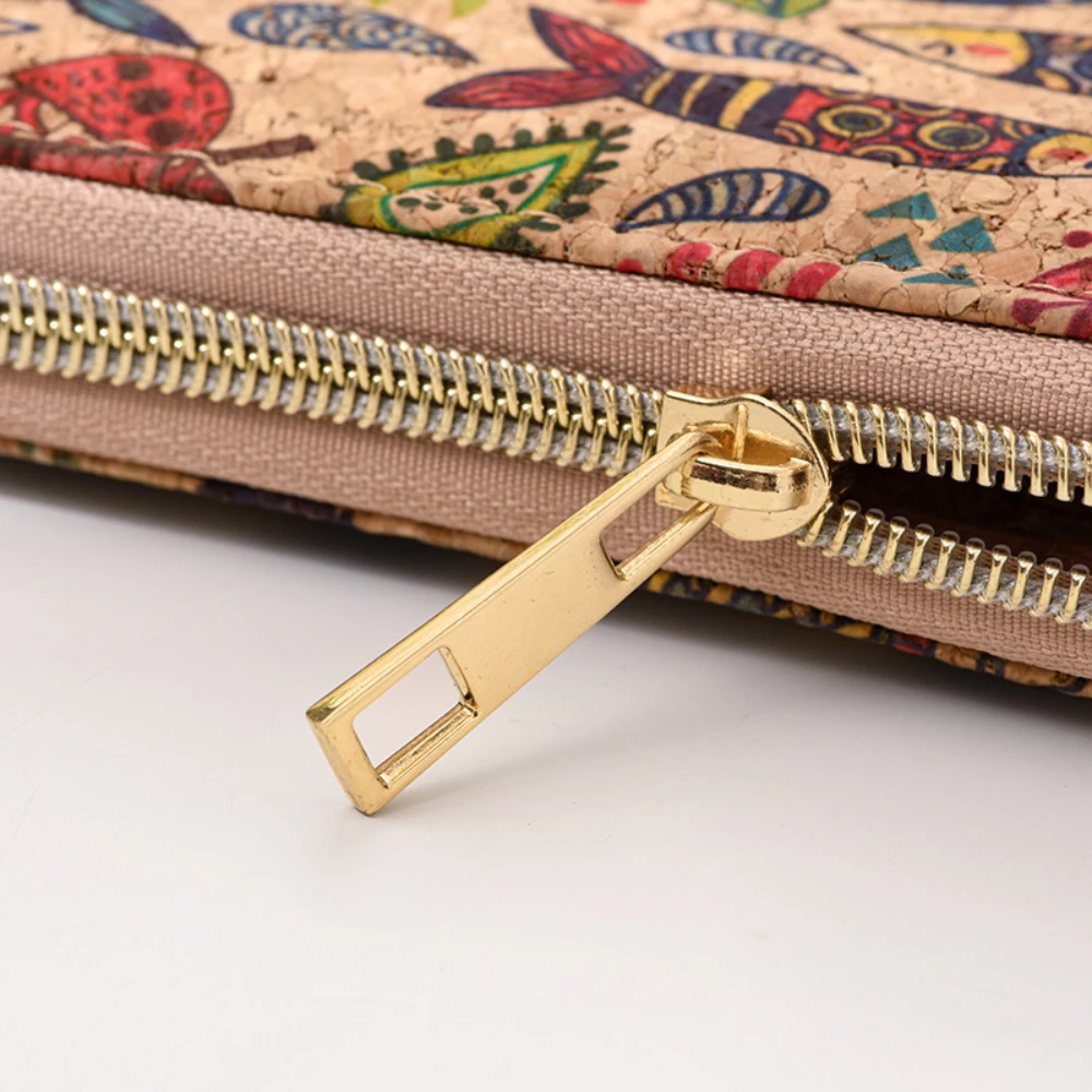 Retro Cork Wood Grain Wallet Printed Coin Purse High-capacity Card Holder Short Wallet Men Women Portable Storage Bag